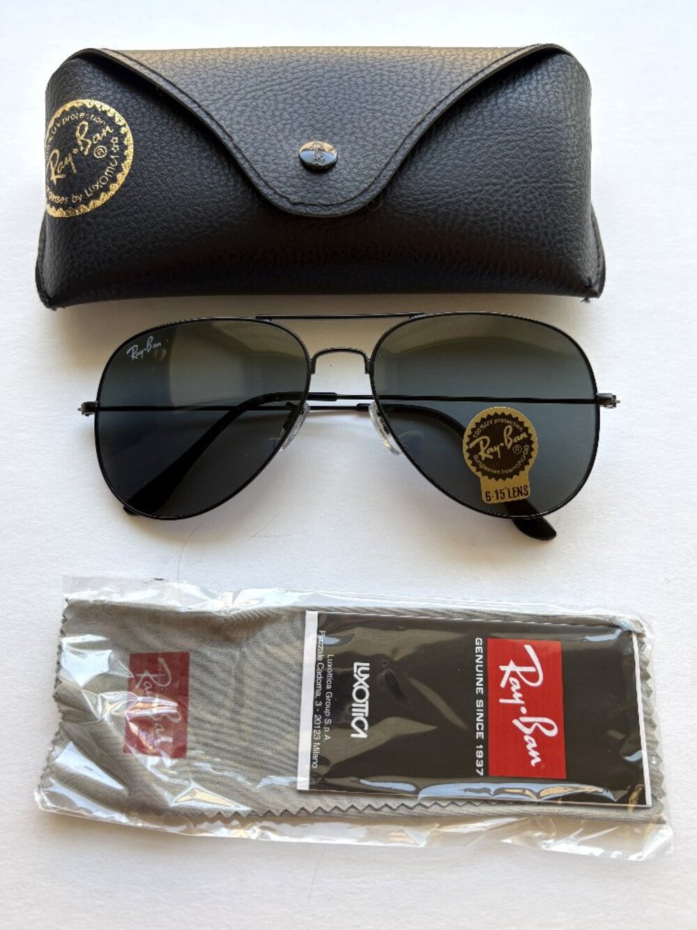 Ray-Ban Aviator Classic Sunglasses RB3026 Black 62-14-135 Unisex NEW